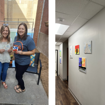 Amber Danielson, Executive Director of the Alliance and Abbi Mapes, Intake specialist for YSS of Marshall County’s Behavioral Health; Artwork lining the halls of the YSS building!
