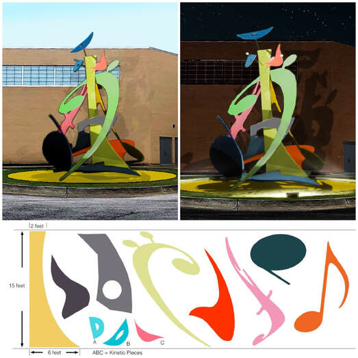 Proposed sculpture by Stephen Johnson of a musical themed sculpture